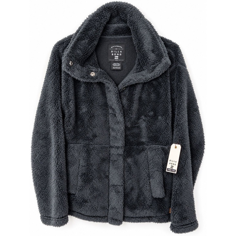 Billabong Warm N Cozy Sherpa Fleece Jacket Black XS NWT